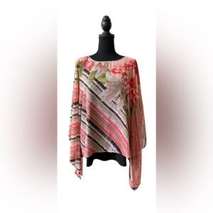 CJ Banks Multicolor Floral Striped Blouse